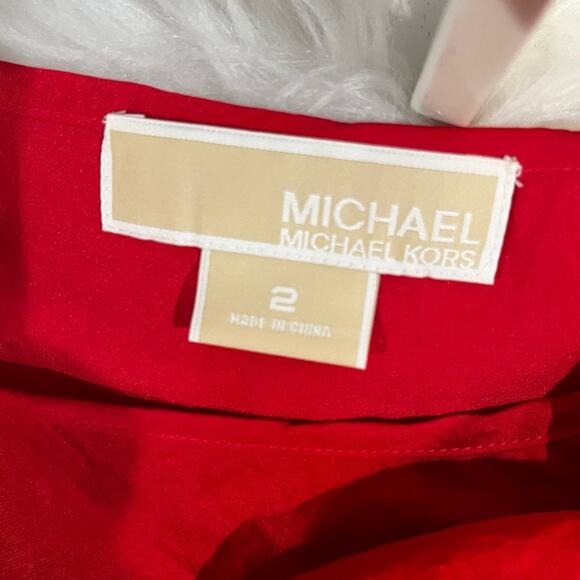 NEW Michael Kors Classic Flutter Draped Ruffle Crinkle Sleeveless Top Red 2 NWOT - Picture 13 of 16